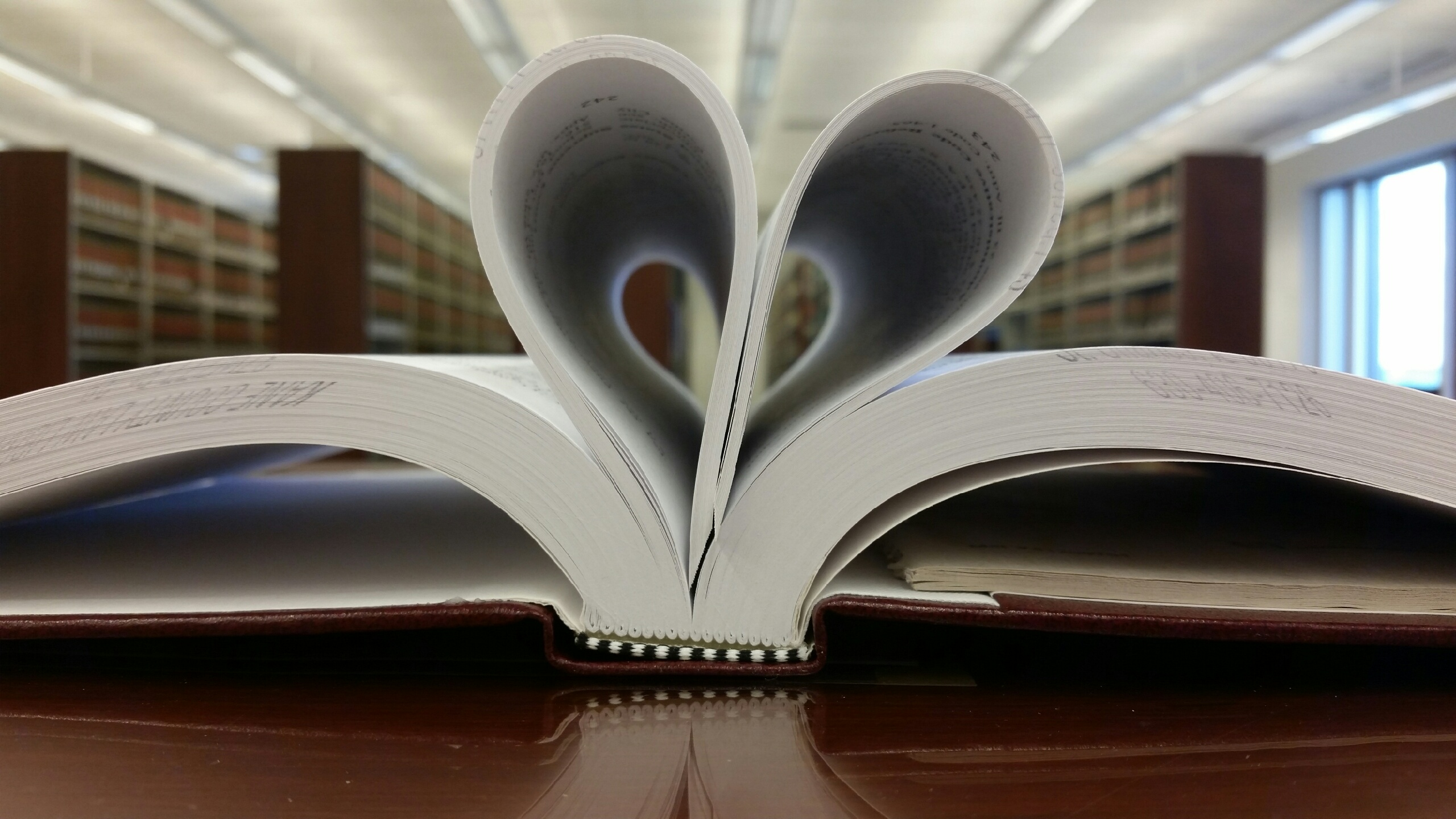 Open book pages shaped in a heart