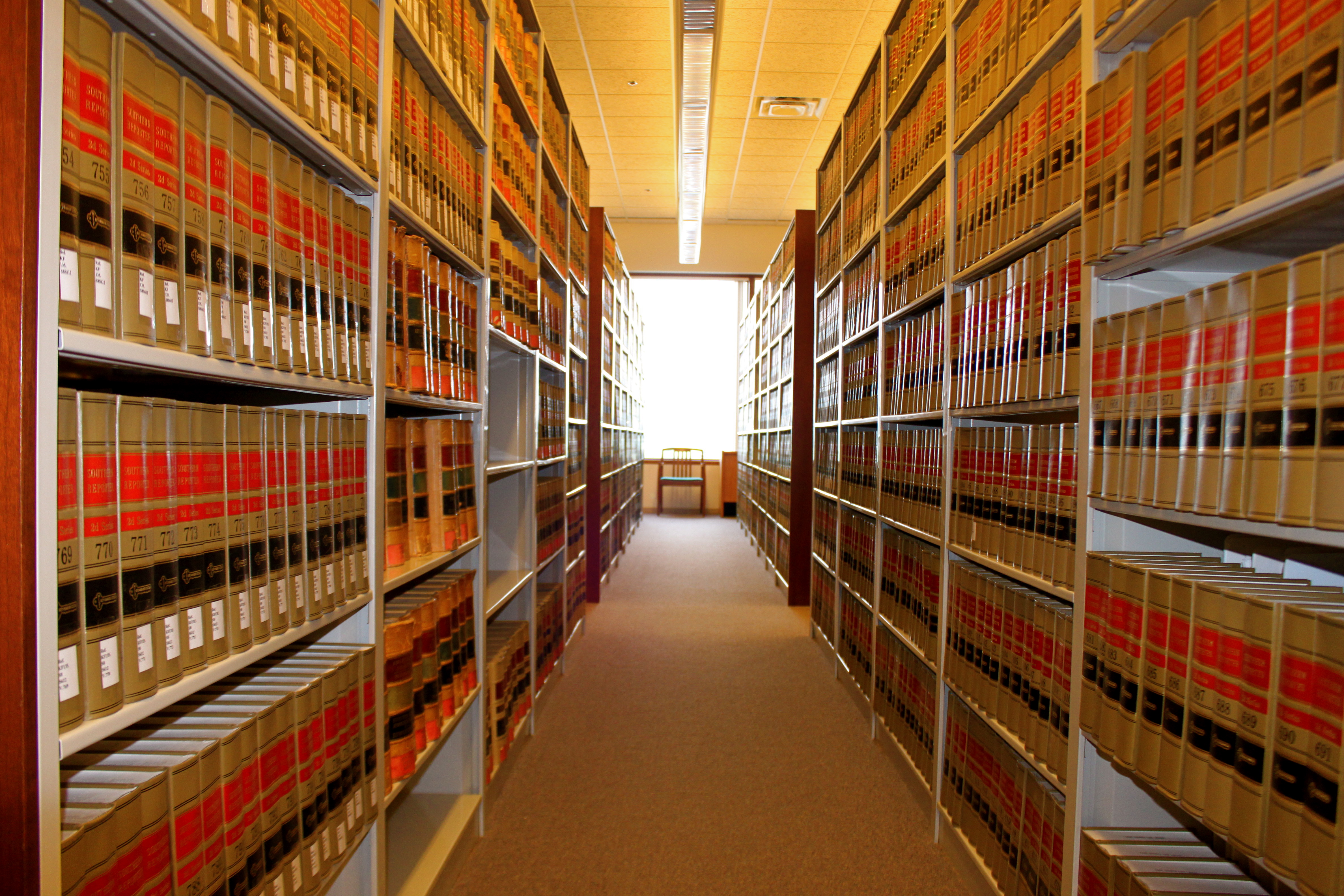 aisle of law books in the library